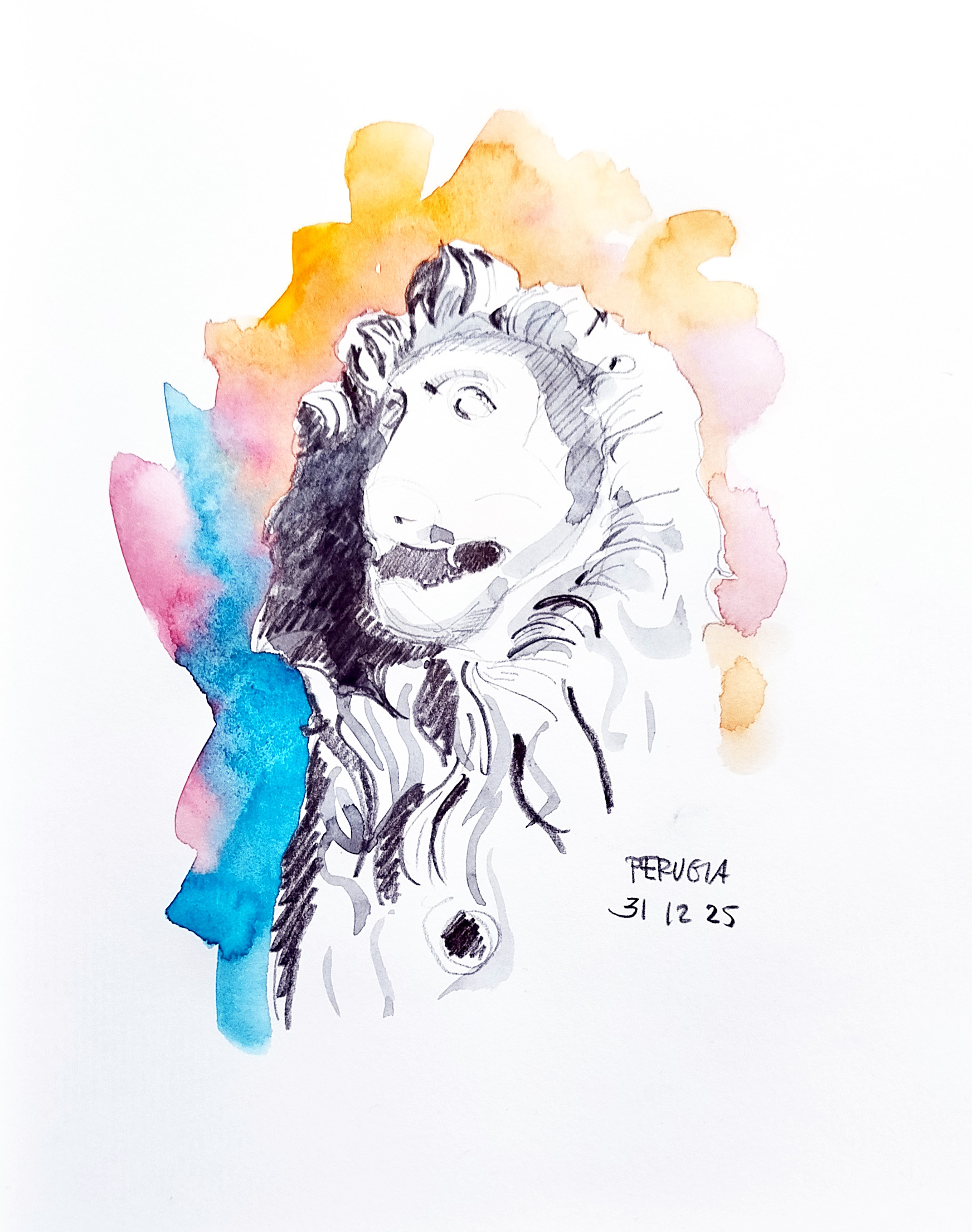 Schizzo del Leone simbolo di Purugia